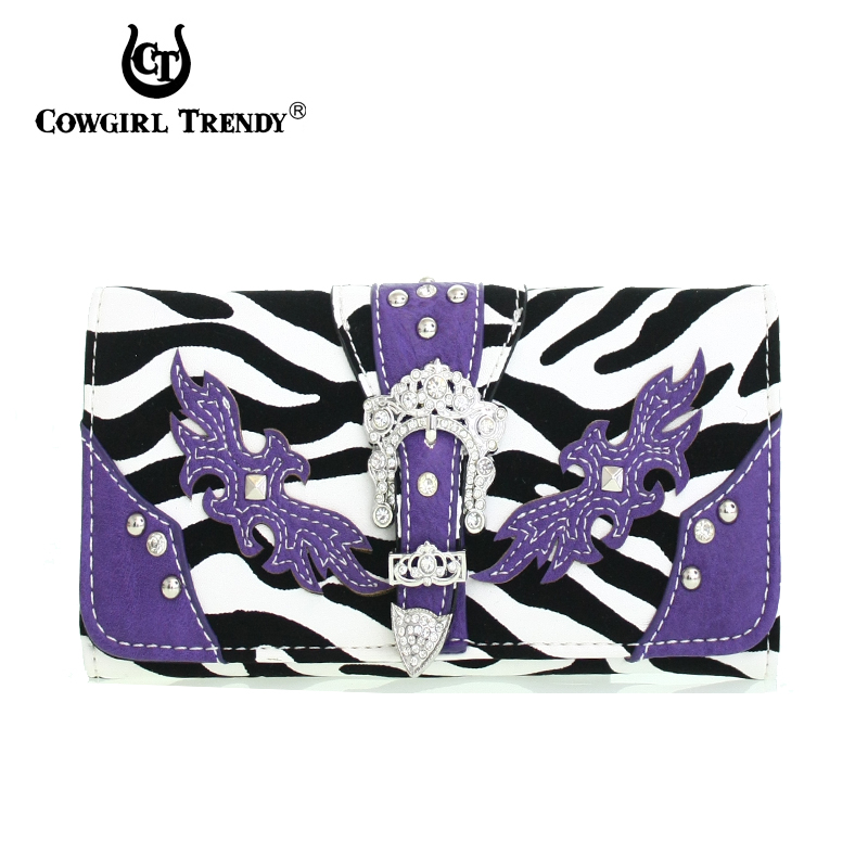 Purple Western Cowgirl Trendy Hard Case Wallet - RSG2 030 - Click Image to Close